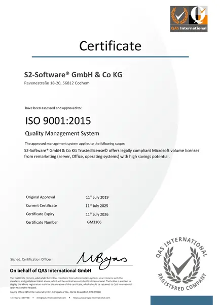ISO Zertifikat